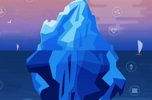iceberg illustration with digital icons