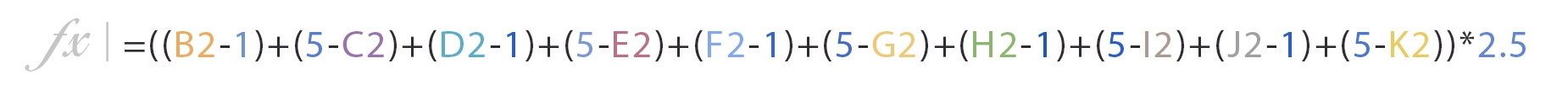 This formula is used for scoring SUS in a usability session.