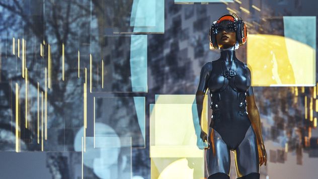 Futuristic cyborg woman